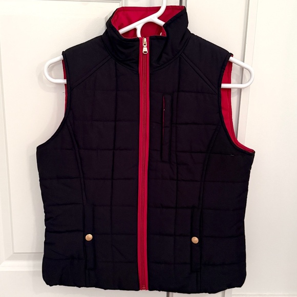 Lauren Black Quilted Vest with Red Lining - Size PM - Perfect Condition - Picture 1 of 2